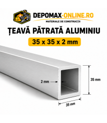 Teava patrata aluminiu 35 x 35 x 2 mm, 6 metri (EN AW-6060)